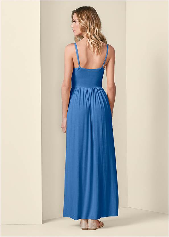 Full back view Button-Front Maxi Dress