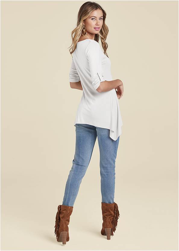 BACK View Henley High-Low Top