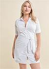 Front View Collared Wrap Shirt Dress