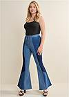 Alternate View Color Block Flare Jeans