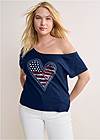 Front View Americana Off-Shoulder Top