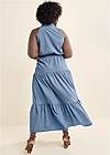 Back View Chambray Tiered Maxi Dress