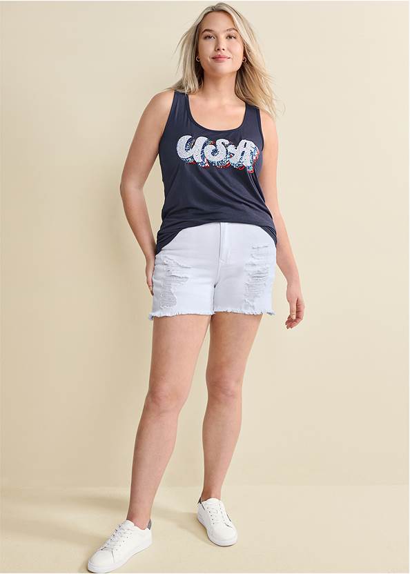 Front View Americana Sequin Tank Top