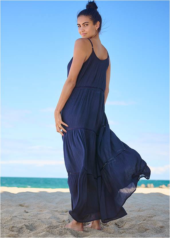 Back View Eyelet Maxi Cover-Up Dress