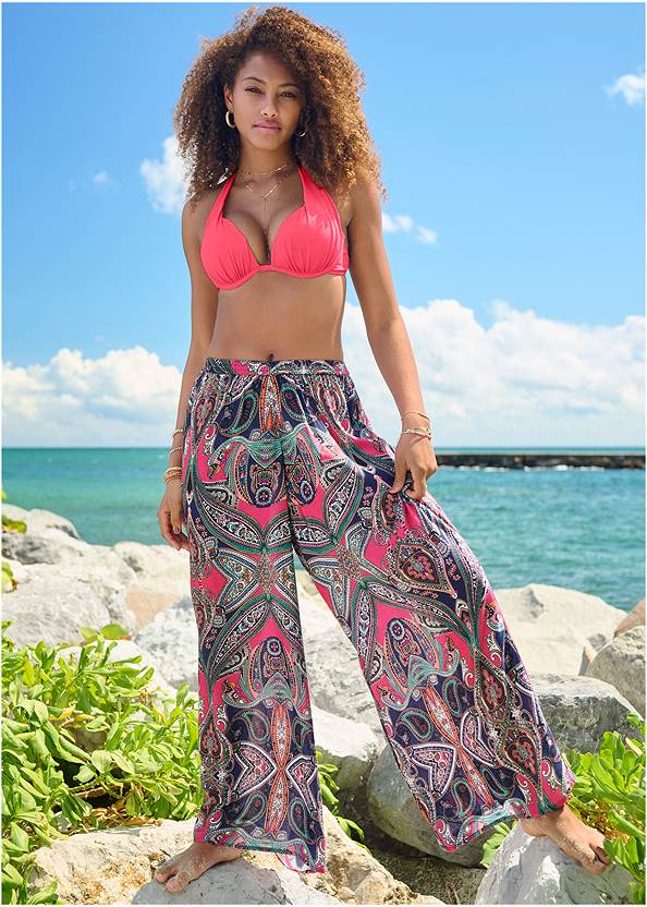 Palazzo Cover-Up Pants,Marilyn Underwire Push-Up Halter Top,Classic Hipster Mid-Rise Bottom,Goddess Enhancer Push-Up Top,Full Coverage Mid-Rise Hipster Bikini Bottom,Spellbound Monokini,Button-Down Beach Shirt