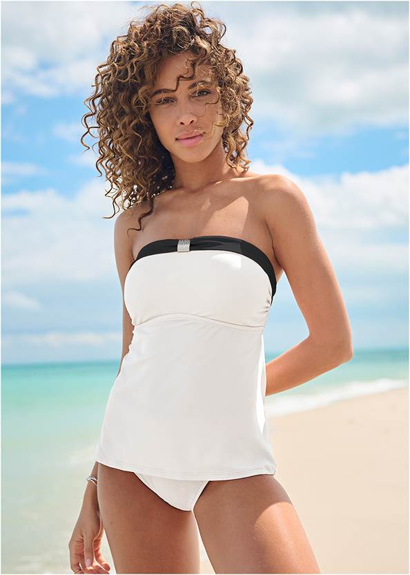 Goddess Bandeau Tankini Top,Classic Scoop Front Bottom ,Classic Low-Rise Bottom ,Skirted Mid-Rise Bottom,Full Coverage Mid-Rise Hipster Bikini Bottom,Classic Hipster Mid-Rise Bottom,Goddess Scoop Front Bottom,Goddess Low-Rise Bottom,Goddess Side Detail Bottom,Mesh Trimmed Cover-Up Dress