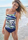 Front View One-Shoulder Tankini Top