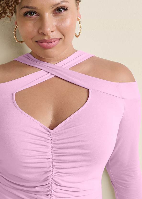 Alternate View Cold-Shoulder Cut Out Top