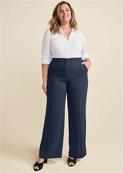 Plus Size High-Rise Wide Leg Trousers