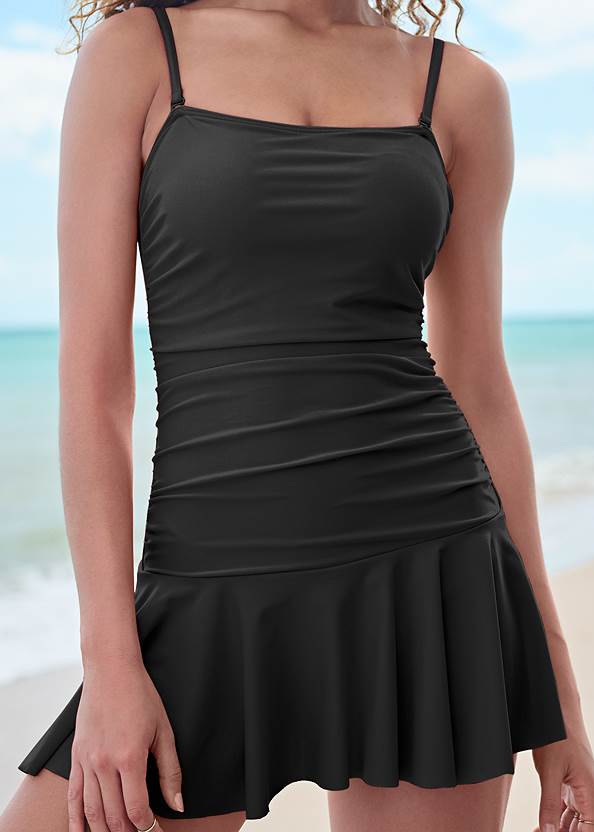Detail front view Skirted Bandeau One-Piece