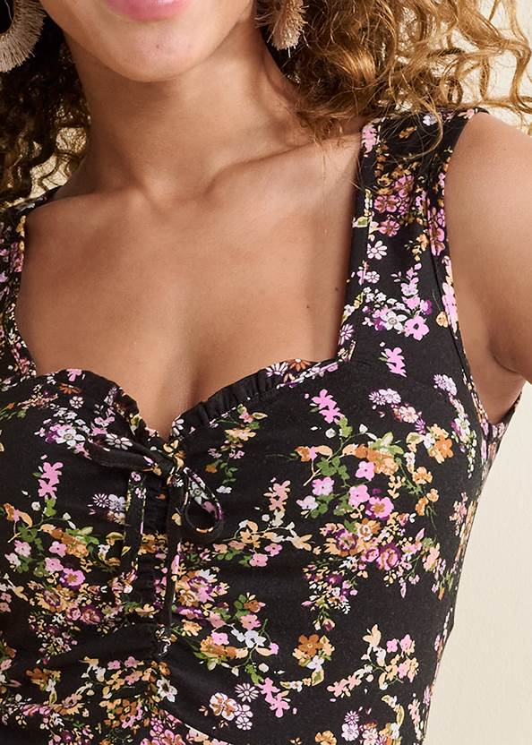 Alternate View Tie-Front Floral Top