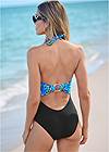 Back View Plunging Halter One-Piece