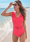 Cropped front view Natural Belted One-Piece