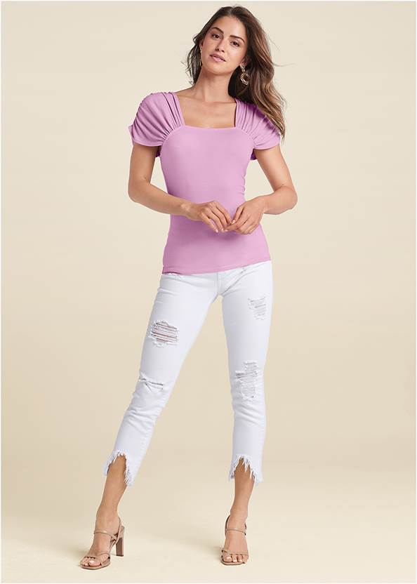Alternate View Ruched Sleeve Top