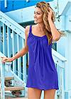 Front View Gathered Neckline Cover-Up Dress