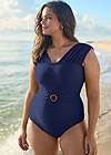 Front View Natural Belted One-Piece