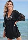 Full front view Crochet Trim Tunic Cover-Up
