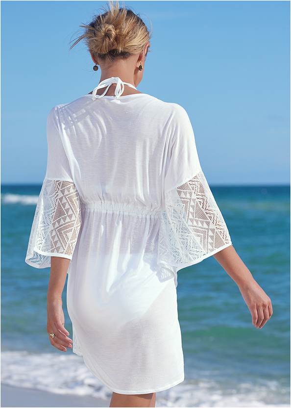 Back View Crochet Trim Tunic Cover-Up