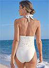 Cropped back view Jeweled Halter One-Piece