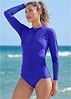 Front View Sporty Zip-Up Cover-Up