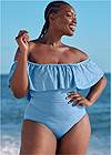 Front View Ruffle One-Piece