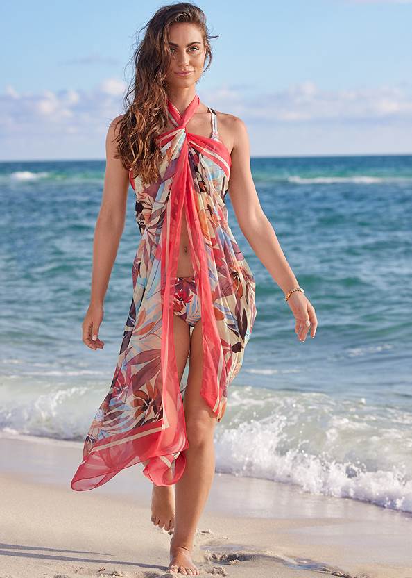 Pareo Swim Cover-Up,Bold Triangle Bikini Top,The Vivianne Bottom,Marilyn Underwire Push-Up Halter Top,Skirted Mid-Rise Bottom,Bold Bandeau One-Piece