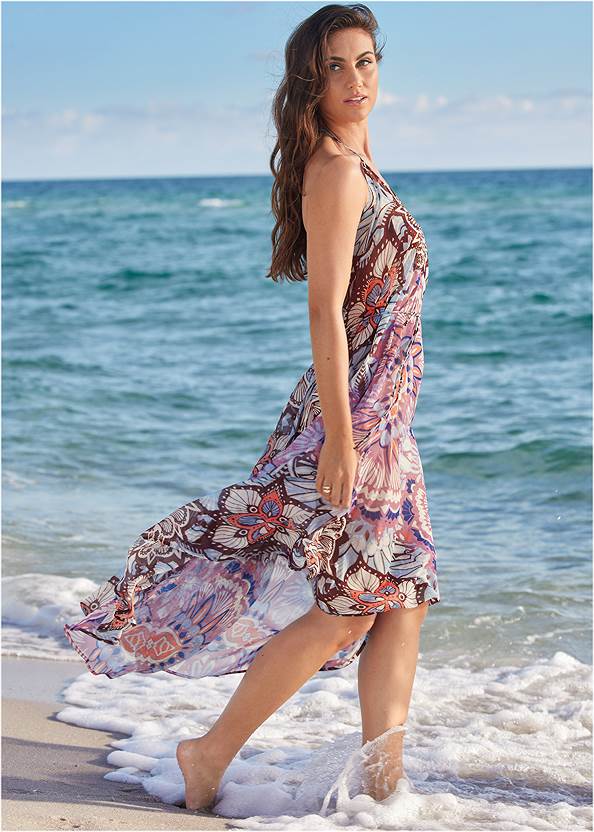Full side view High-Low Cover-Up Dress
