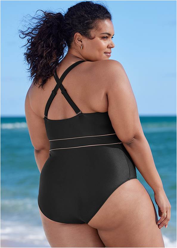 Back View High Neck One-Piece