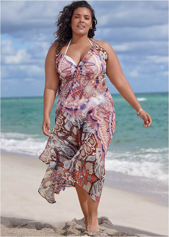 High-Low Cover-Up Dress,Hanky Hem High-Neck Tankini,Fiji Bikini Bottom