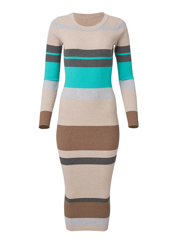 Alternate View Striped Sweater Midi Dress