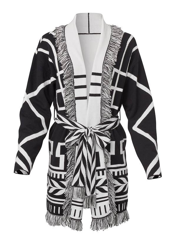 Ghost with background  view Fringe Belted Cardigan