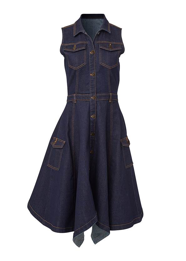 Ghost with background  view Button-Front Denim Dress