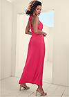 Full back view Plunging Knot Maxi Dress