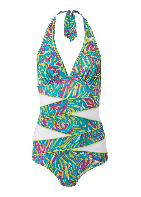 Ghost with background  view Peek-A-Boo Halter One-Piece