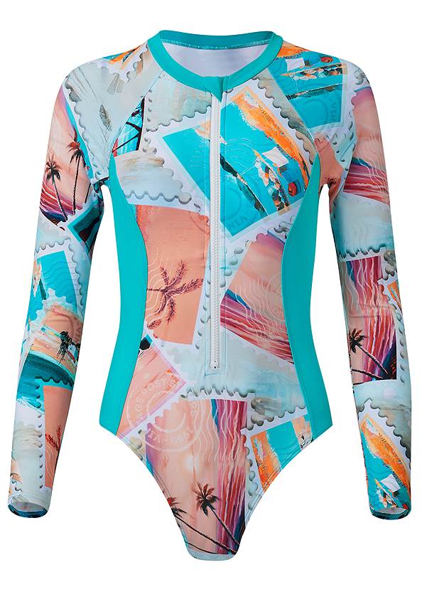 Ghost with background  view Rash Guard One-Piece