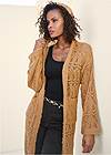 Front View Fringe Detail Hooded Duster