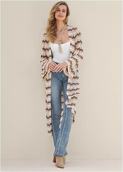 Pointelle Striped Duster