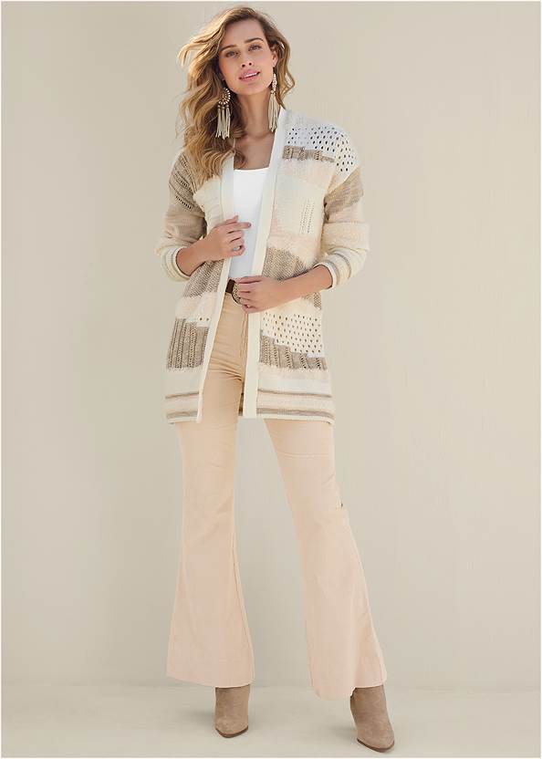 Full front view Textured Open Cardigan