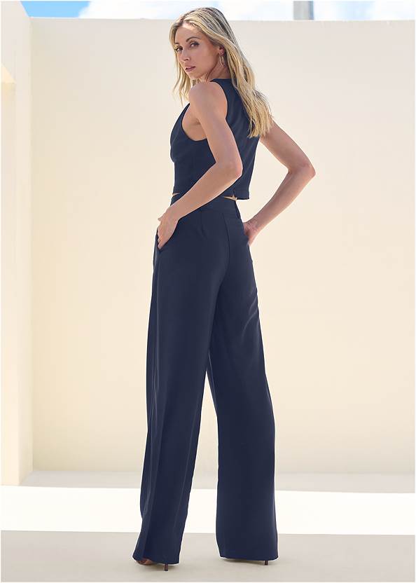 BACK View Cowl Neck Top And Pant Set