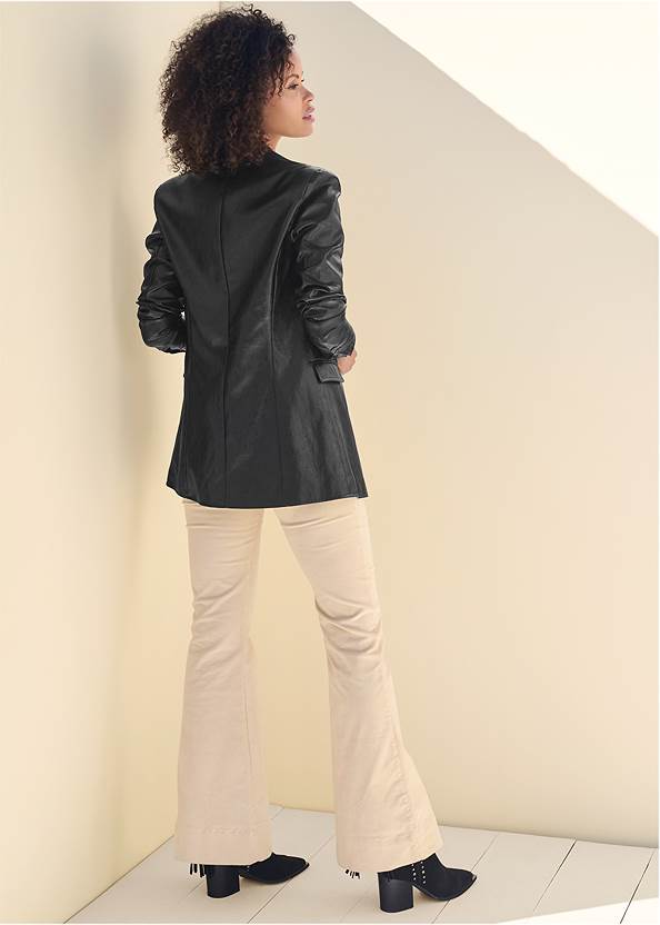 Front View Faux-Leather Blazer