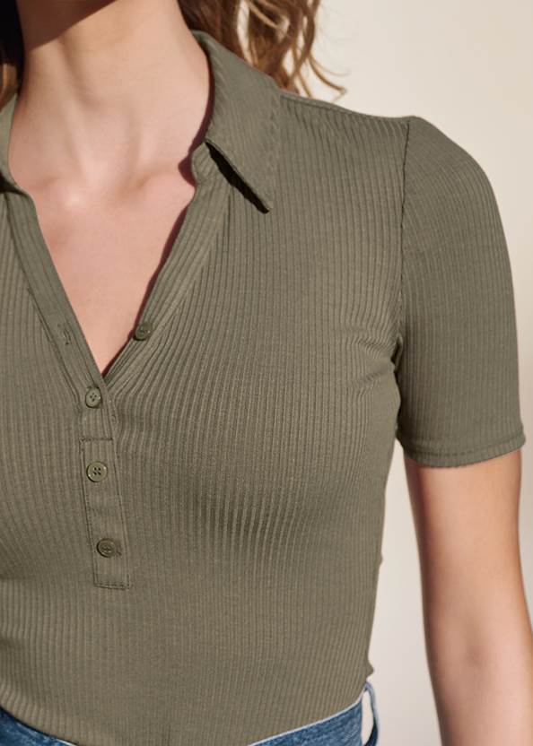 Alternate View Ribbed Collared Tee