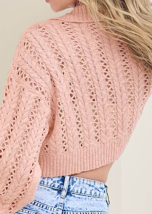 Alternate View Cropped Pointelle Sweater