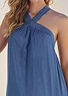 Detail front view Chambray Tiered Maxi Dress