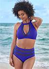 Front View High-Neck Keyhole Swim Top