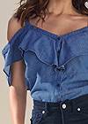 Detail front view Chambray Ruffle Top
