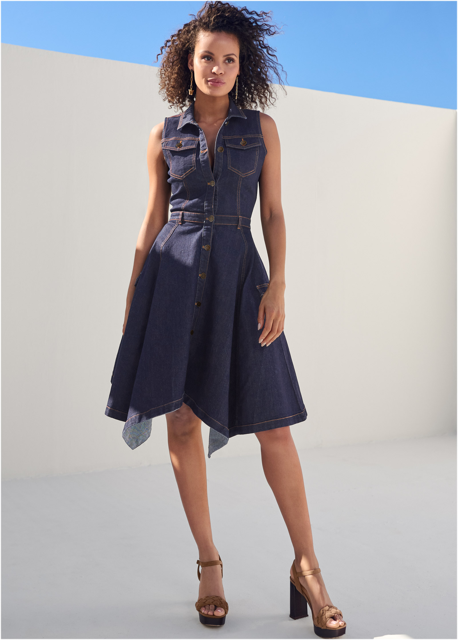 Denim front hotsell button dress