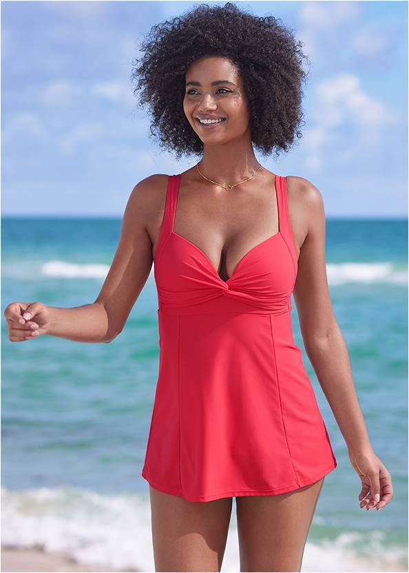 Cropped front view Fit And Flare Swim Dress