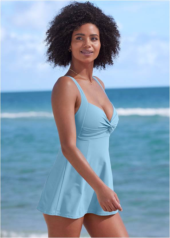 Cropped side view Fit And Flare Swim Dress