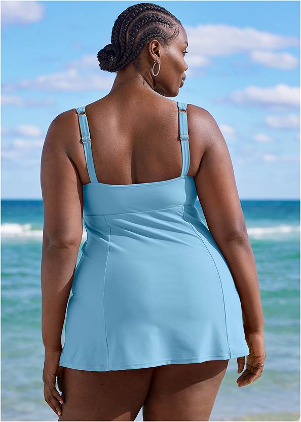 Back View Fit And Flare Swim Dress