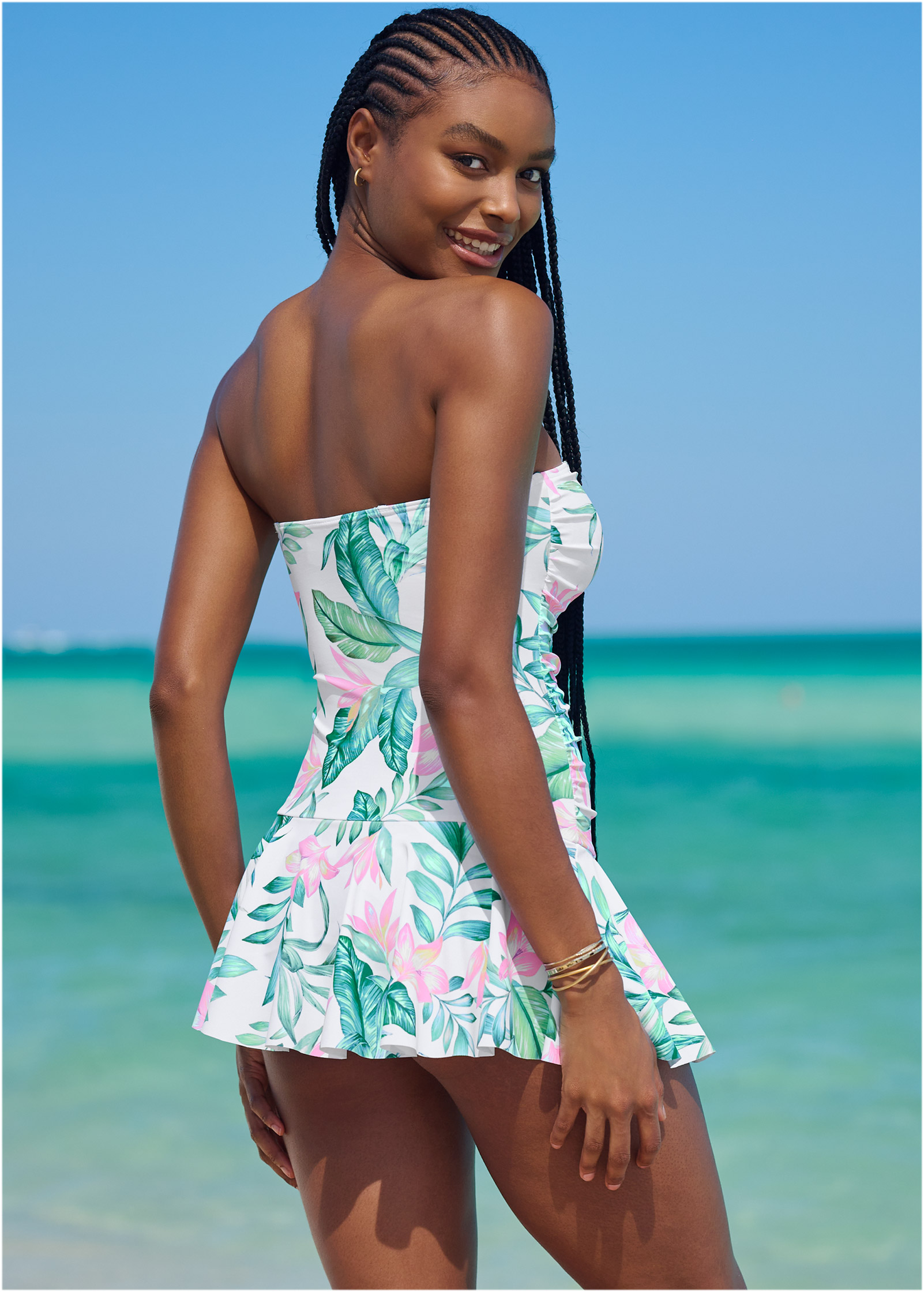 Bandeau top skirted swimsuit